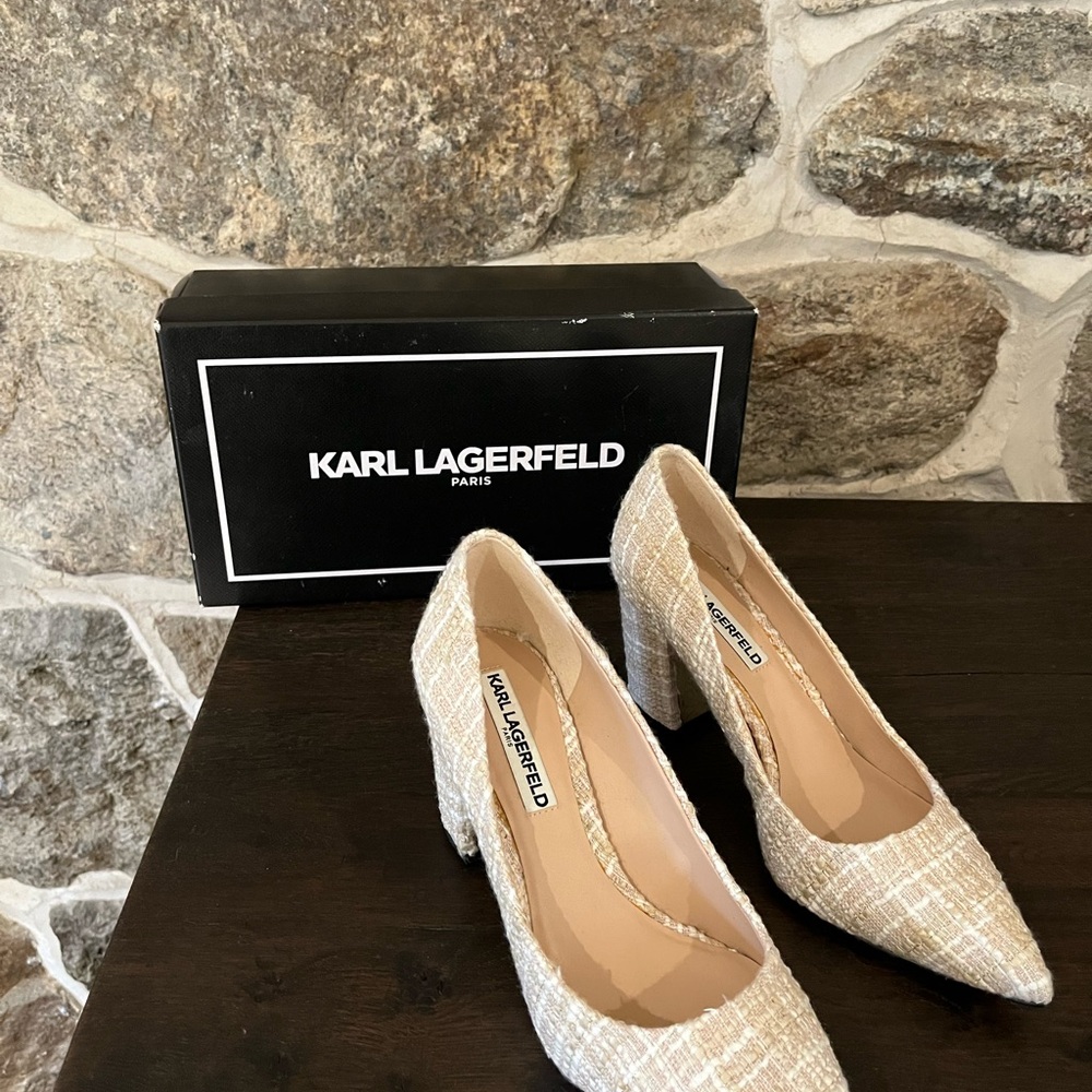 Karl Lagerfeld Paris Addie Women's Cream Heels